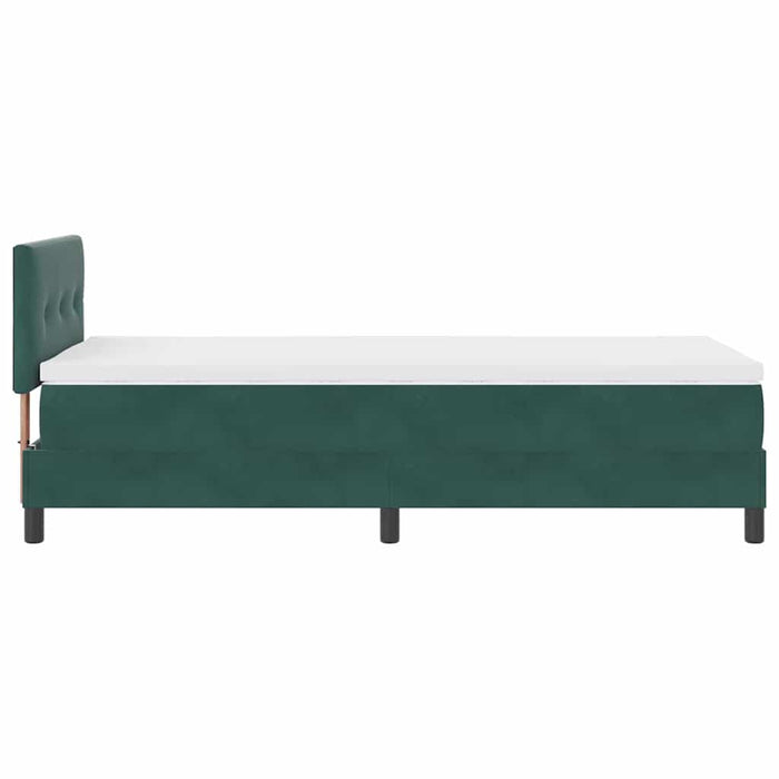 Pat cu arc LED cu headboard Verde închis 100 x 200 cm Catifea WALTI