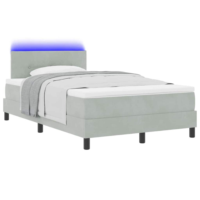 Pat cu arcuri cu headboard Gri deschis 120 x 190 cm Catifea - WALTI WALTI