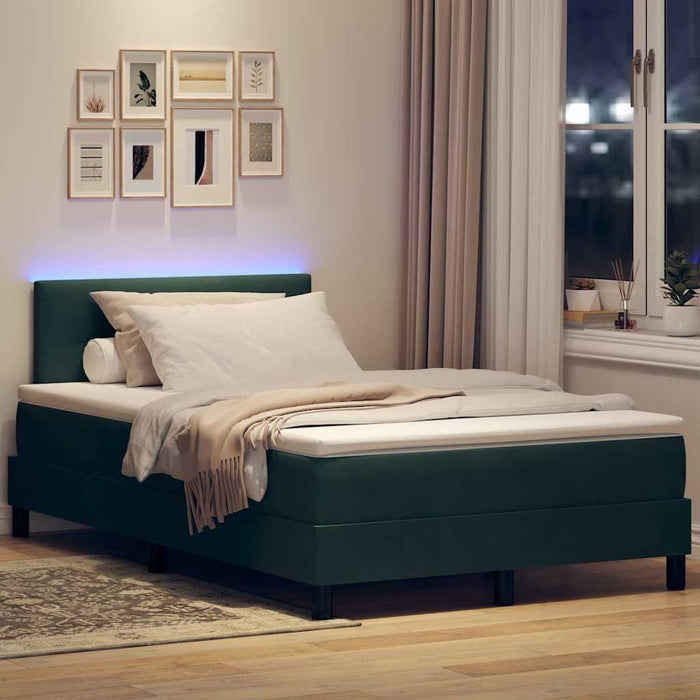 Pat cu arc LED cu headboard Verde închis 120 x 190 cm Catifea WALTI