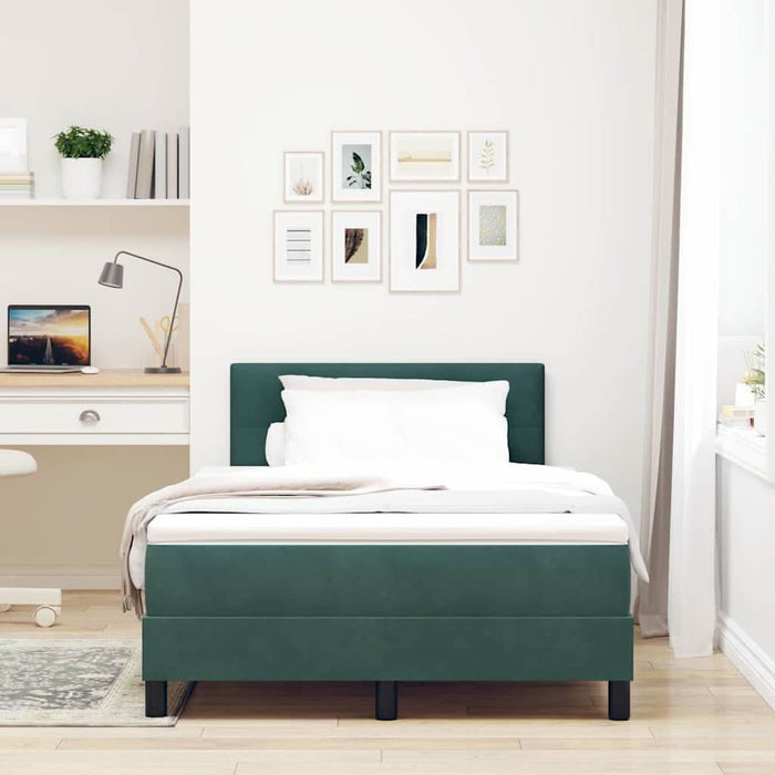 Pat cu arc LED cu headboard Verde închis 120 x 190 cm Catifea WALTI
