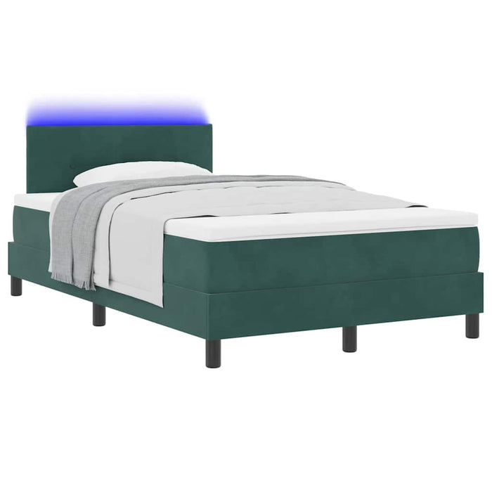 Pat cu arc LED cu headboard Verde închis 120 x 190 cm Catifea WALTI