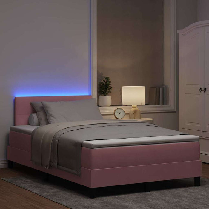 Pat cu arc LED cu benzi LED Roz 120 x 190 cm Catifea WALTI