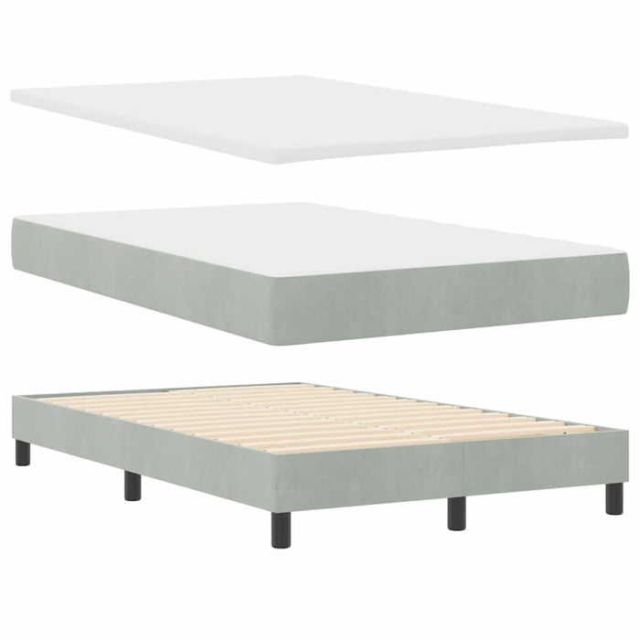 Pat cu arcuri cu headboard Gri deschis 120 x 200 cm Catifea - WALTI WALTI