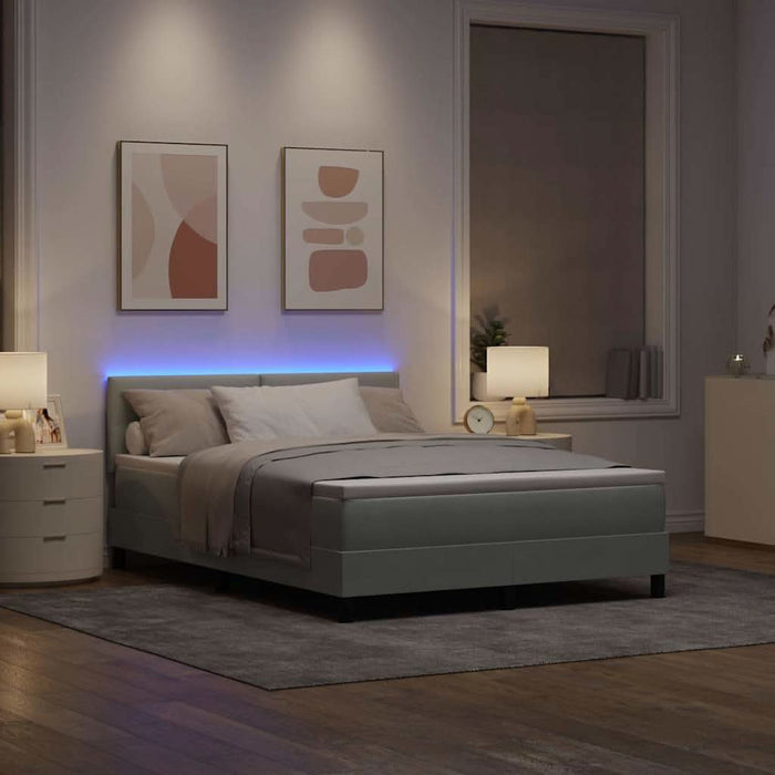 Pat cu arc LED cu saltea Gri deschis 140 x 190 cm Catifea - WALTI WALTI