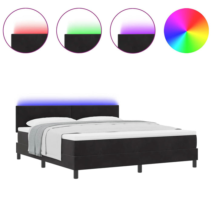 Pat cu arc LED cu saltea Negru 180 x 200 cm Catifea - WALTI WALTI