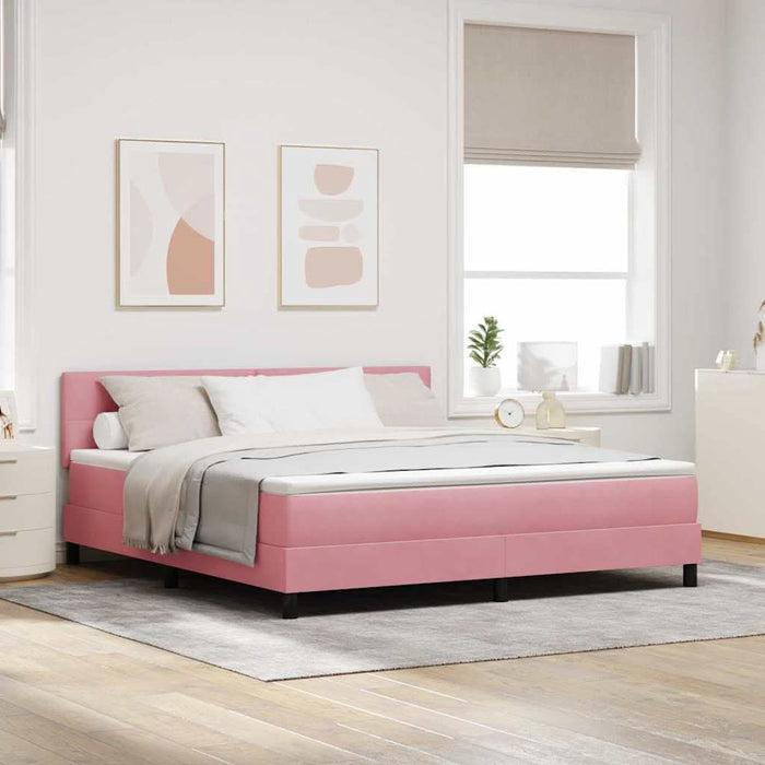 Pat cu arc LED cu saltea cu led Roz 180 x 200 cm Catifea - WALTI WALTI