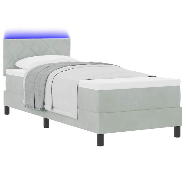 Pat cu arc LED cu saltea cu led Gri deschis 80 x 200 cm Catifea - WALTI WALTI
