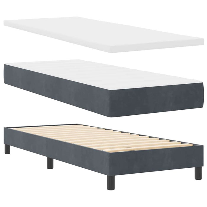 Pat cu arcuri cu headboard Gri închis 80 x 200 cm Catifea - WALTI WALTI