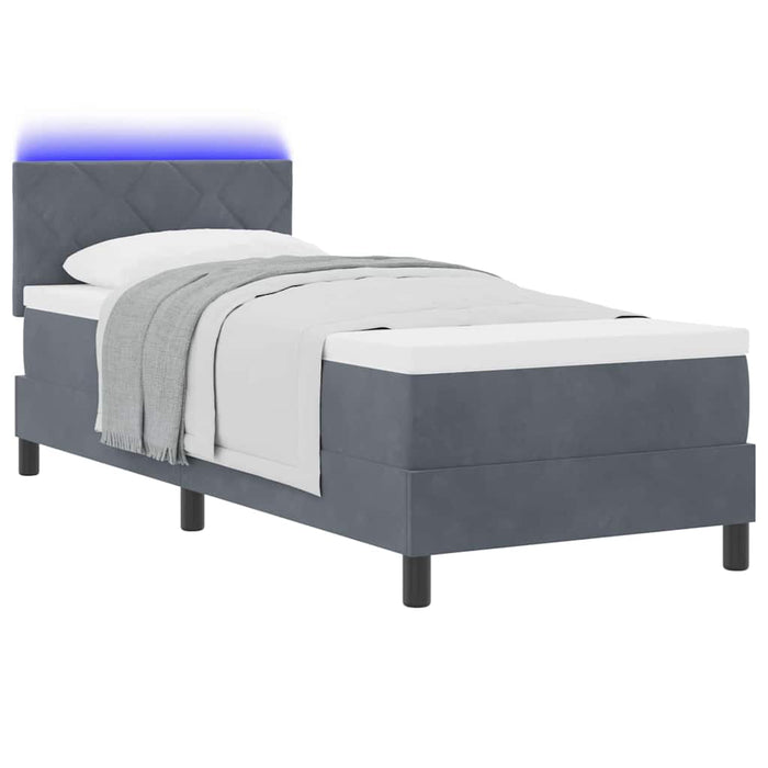 Pat cu arcuri cu headboard Gri închis 80 x 200 cm Catifea - WALTI WALTI