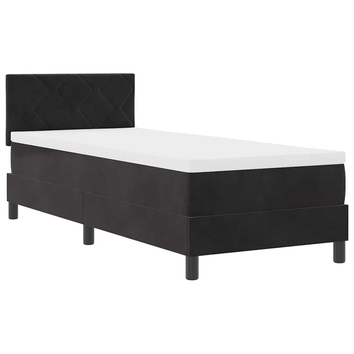 Pat cu arcuri cu headboard Negru 80 x 200 cm Catifea - WALTI WALTI