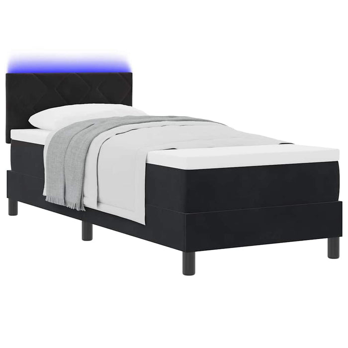 Pat cu arcuri cu headboard Negru 80 x 200 cm Catifea - WALTI WALTI