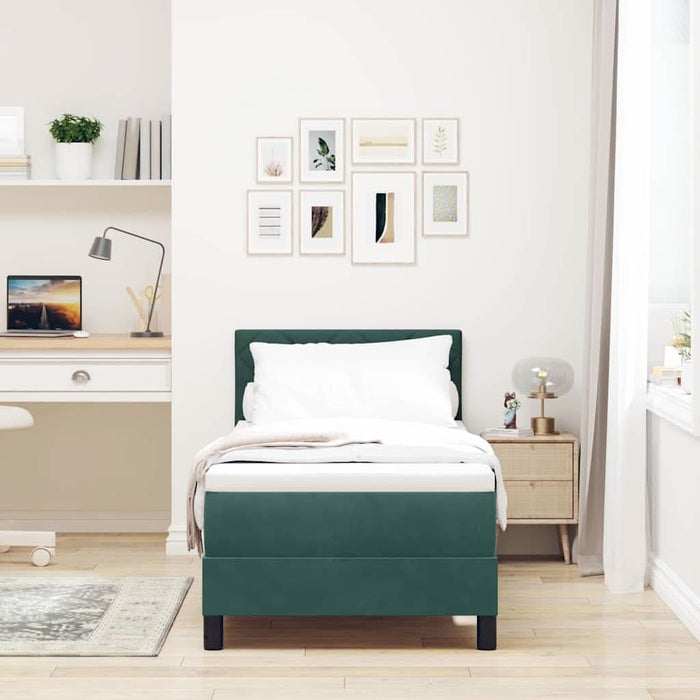 Pat cu arc LED cu headboard Verde închis 80 x 200 cm Catifea WALTI