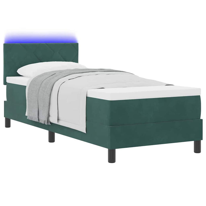 Pat cu arc LED cu headboard Verde închis 80 x 200 cm Catifea WALTI