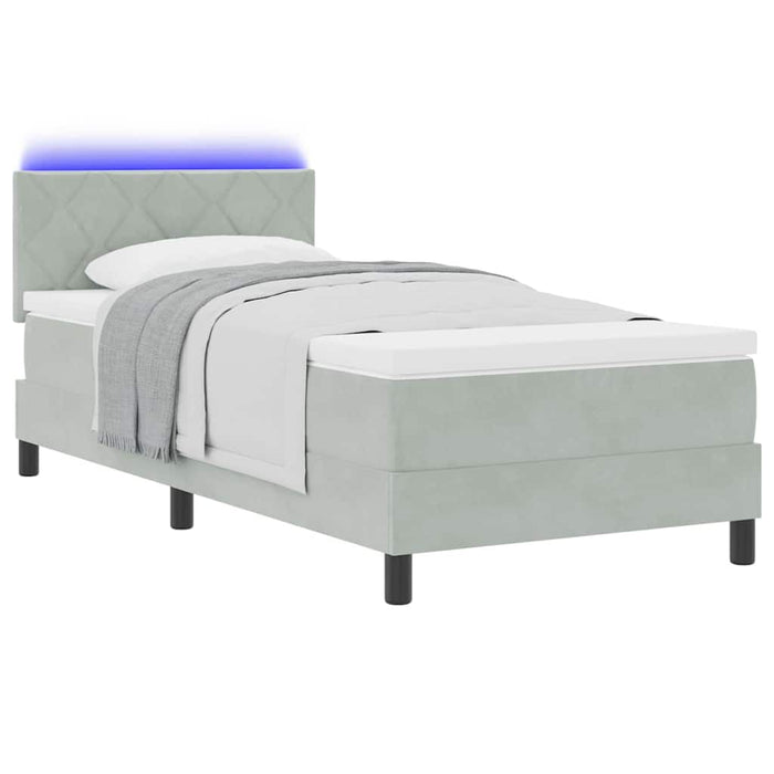 Pat cu arcuri cu headboard Gri deschis 90 x 190 cm Catifea - WALTI WALTI