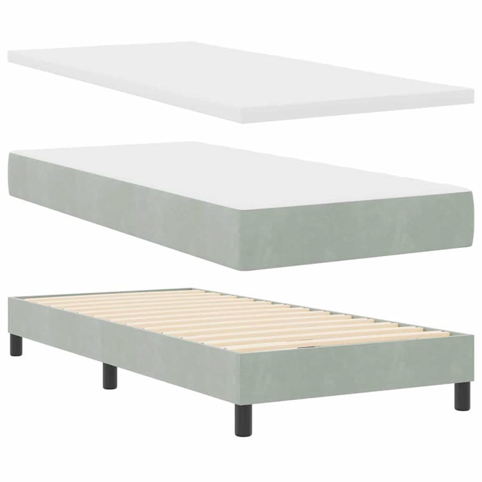 Pat cu arcuri cu headboard Gri deschis 90 x 200 cm Catifea - WALTI WALTI