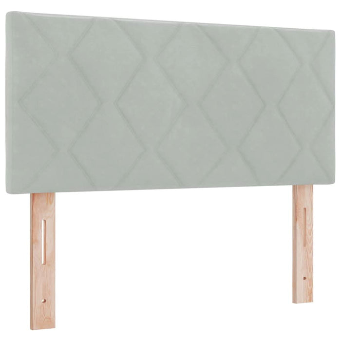 Pat cu arcuri cu headboard Gri deschis 90 x 200 cm Catifea - WALTI WALTI