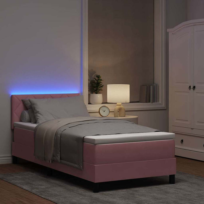 Pat cu arc LED cu benzi LED Roz 90 x 200 cm Catifea WALTI