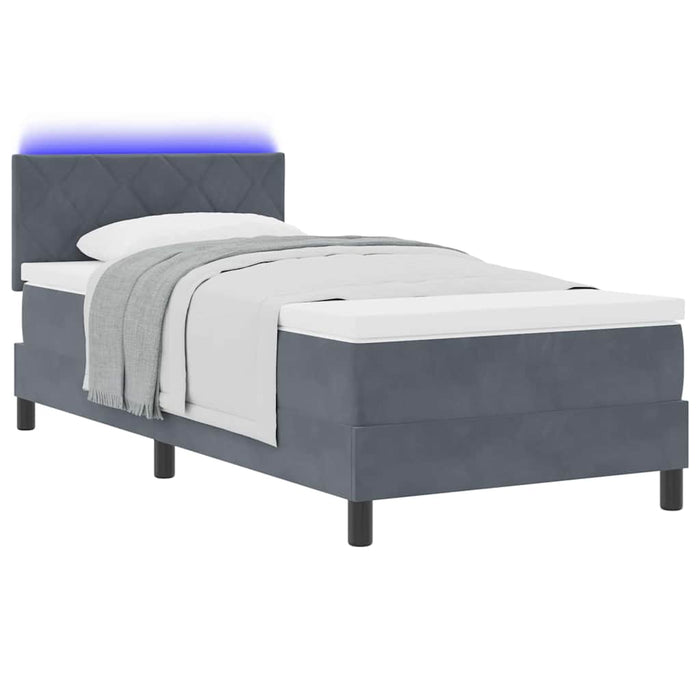 Pat cu arcuri cu headboard Gri închis 100 x 200 cm Catifea - WALTI WALTI