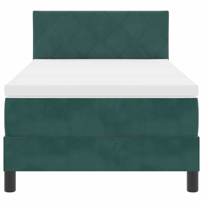 Pat cu arc LED cu headboard Verde închis 100 x 200 cm Catifea WALTI