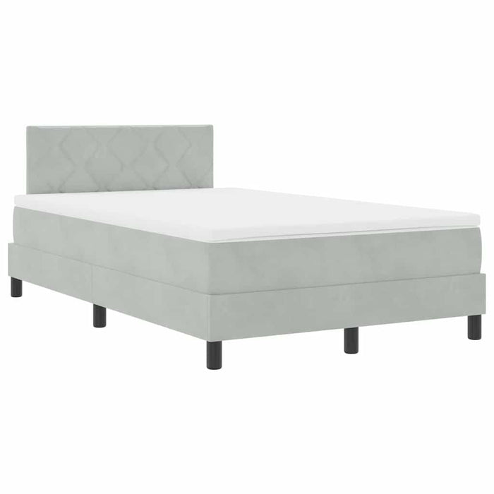 Pat cu arc LED cu saltea Gri deschis 120 x 190 cm Catifea - WALTI WALTI