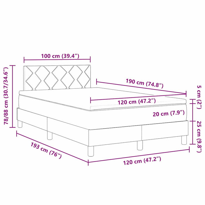 Pat cu arcuri cu headboard Gri închis 120 x 190 cm Catifea - WALTI WALTI