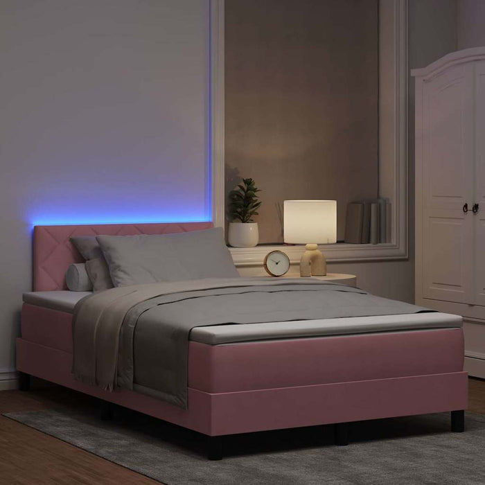 Pat cu arc LED cu headboard Roz 120 x 190 cm Catifea WALTI