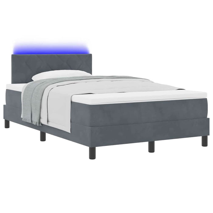 Pat cu arc LED cu headboard Gri închis 120 x 200 cm Catifea WALTI