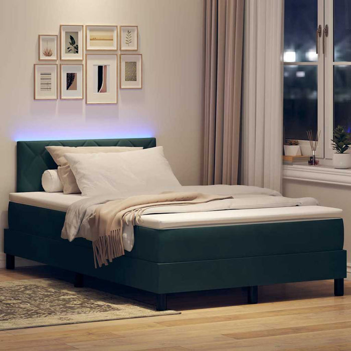 Pat cu arc LED cu headboard Verde închis 120 x 200 cm Catifea WALTI