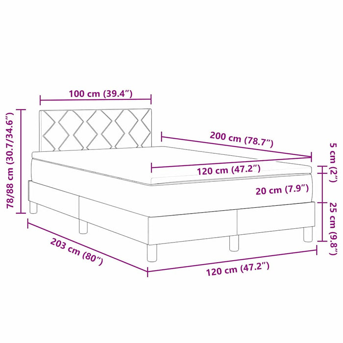 Pat cu arc LED cu headboard Verde închis 120 x 200 cm Catifea WALTI