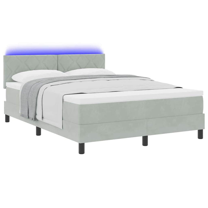 Pat cu arc LED cu benzi LED Gri deschis 160 x 200 cm Catifea - WALTI WALTI