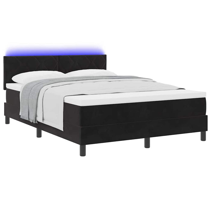 Pat cu arc LED cu benzi LED Negru 160 x 200 cm Catifea - WALTI WALTI