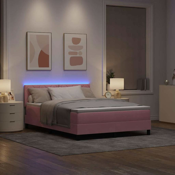 Pat cu arcuri cu headboard Roz 160 x 200 cm Catifea - WALTI WALTI