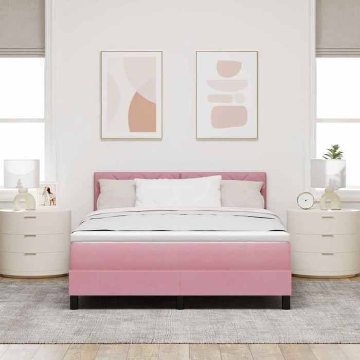Pat cu arcuri cu headboard Roz 160 x 200 cm Catifea - WALTI WALTI