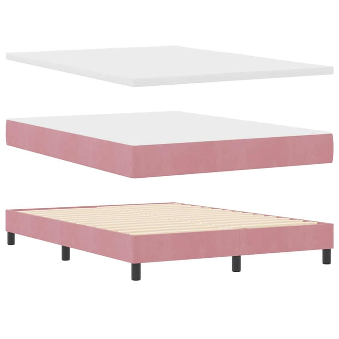 Pat cu arcuri cu headboard Roz 160 x 200 cm Catifea - WALTI WALTI
