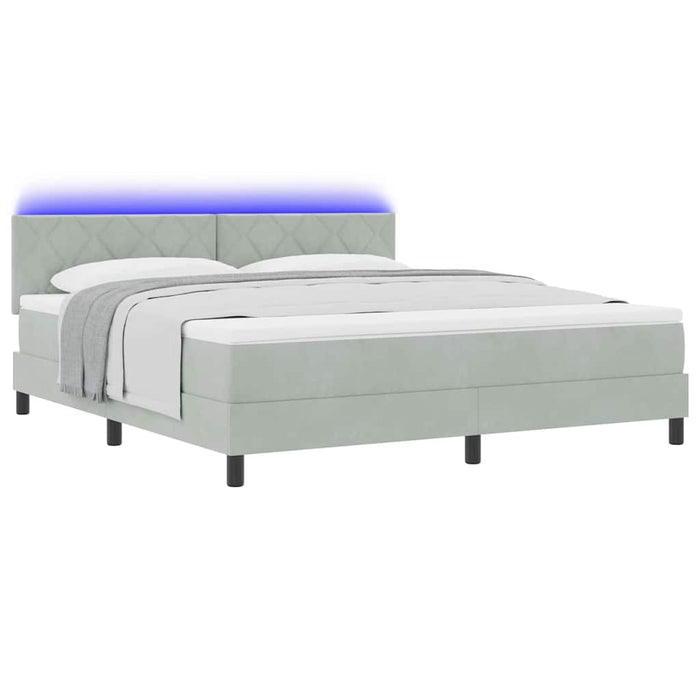 Pat cu arc LED cu headboard Gri deschis 180 x 200 cm Catifea WALTI
