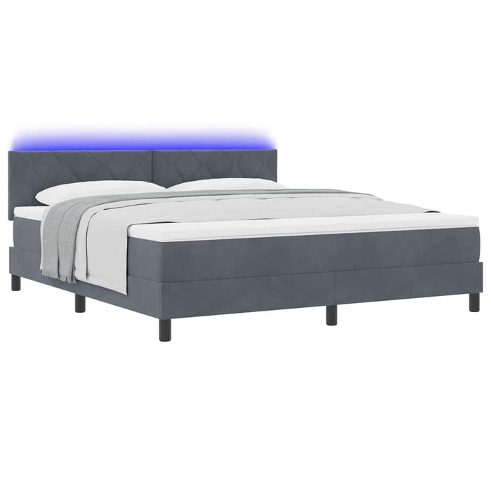Pat cu arc LED cu headboard Gri închis 180 x 200 cm Catifea - WALTI WALTI