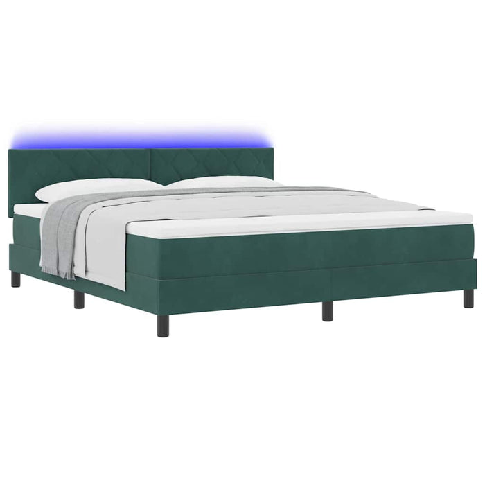 Pat cu arc LED cu saltea Verde închis 180 x 200 cm Catifea - WALTI WALTI