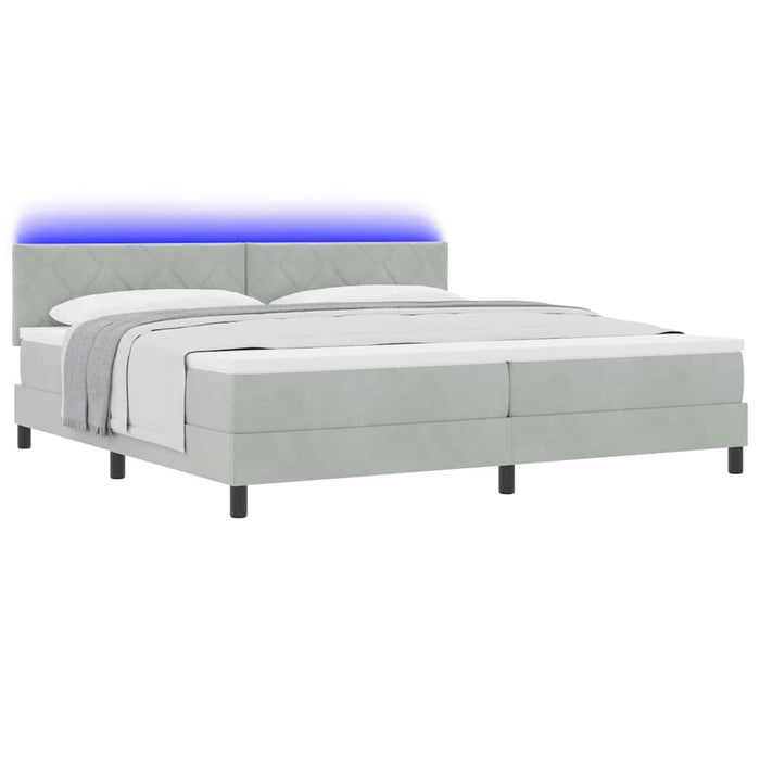 Pat cu arc LED cu benzi LED Gri deschis 200 x 200 cm Catifea - WALTI WALTI