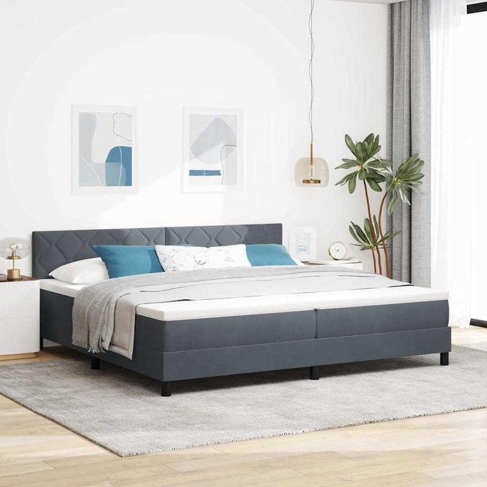 Pat cu arc LED cu headboard Gri închis 200 x 200 cm Catifea WALTI