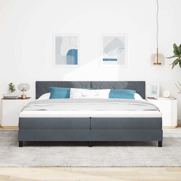 Pat cu arc LED cu headboard Gri închis 200 x 200 cm Catifea WALTI