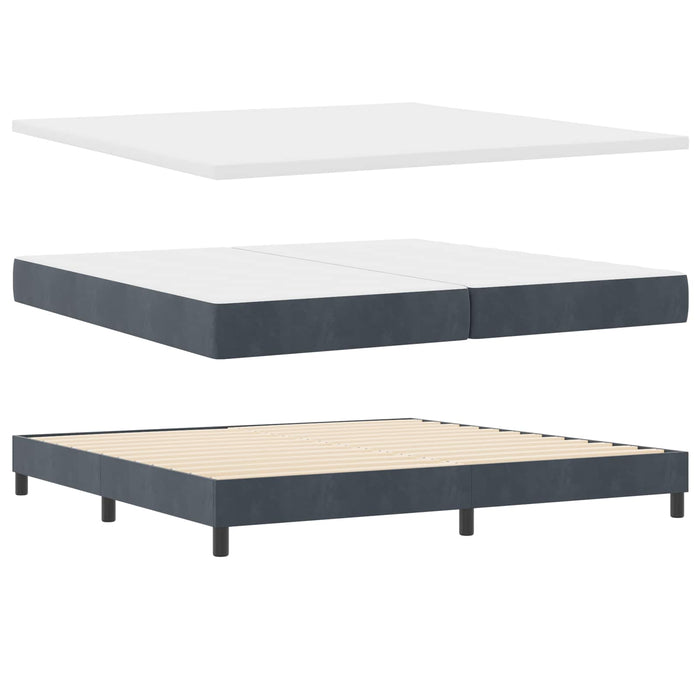 Pat cu arc LED cu headboard Gri închis 200 x 200 cm Catifea WALTI