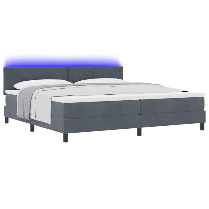 Pat cu arc LED cu headboard Gri închis 200 x 200 cm Catifea WALTI
