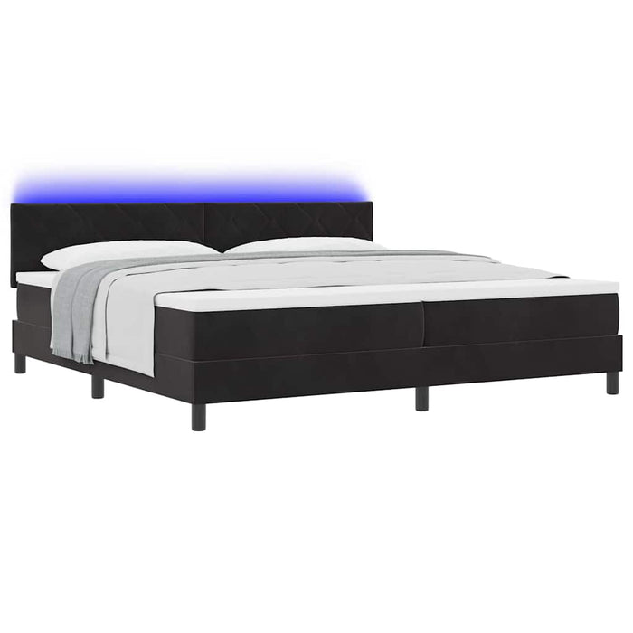 Pat cu arc LED cu headboard Negru 200 x 200 cm Catifea WALTI