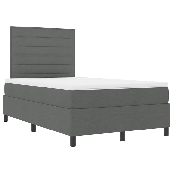 Pat cu arcuri cu saltea cu led Gri închis 120 x 190 cm țesătură - WALTI WALTI