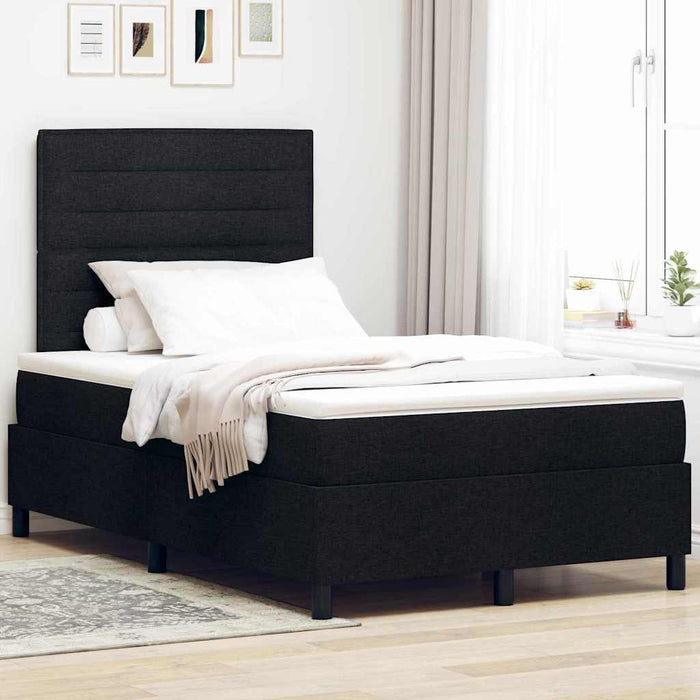 Pat cu arcuri cu saltea Negru 120 x 190 cm țesătură - WALTI WALTI