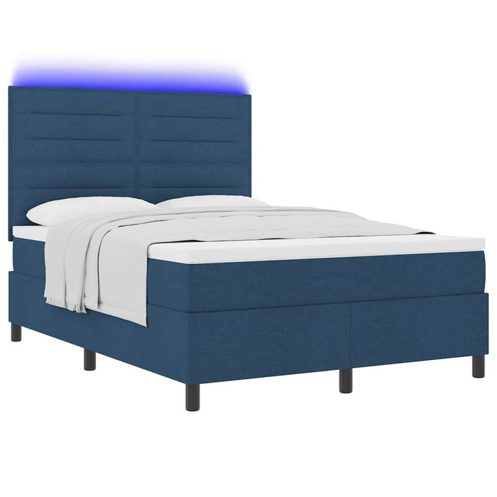 Pat cu arcuri cu saltea cu led albastru 140 x 190 cm țesătură - WALTI WALTI