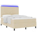 Pat cu arcuri cu saltea cu led Crem 140 x 200 cm țesătură - WALTI WALTI