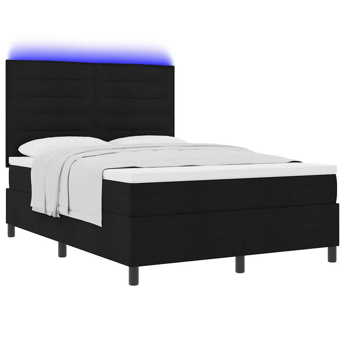 Pat cu arcuri cu saltea cu led Negru 160 x 200 cm țesătură - WALTI WALTI
