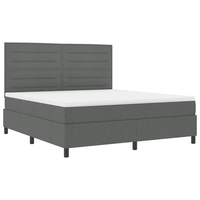 Pat cu arcuri cu saltea cu led Gri închis 180 x 200 cm țesătură - WALTI WALTI