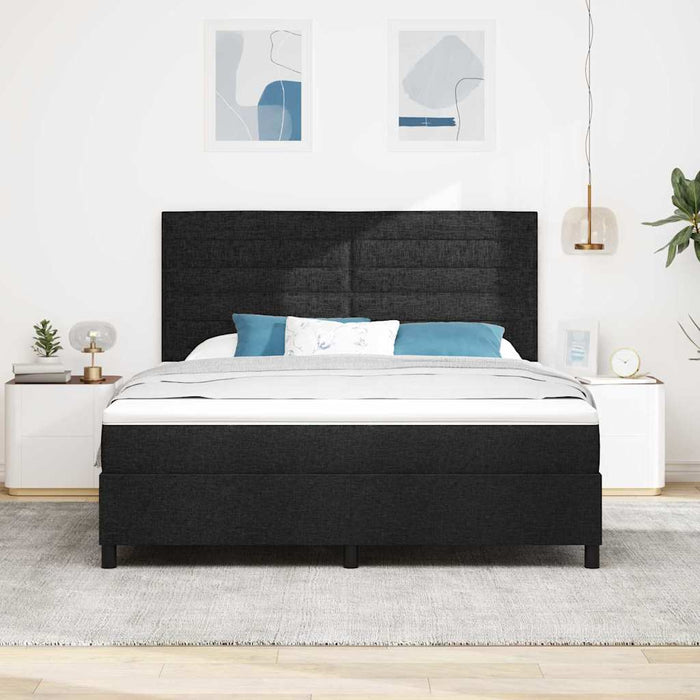 Pat cu arcuri cu saltea cu led Negru 180 x 200 cm țesătură - WALTI WALTI